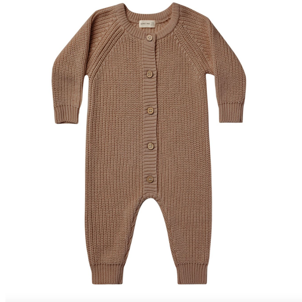Quincy Mae - Chunky Knit Jumpsuit in Cocoa