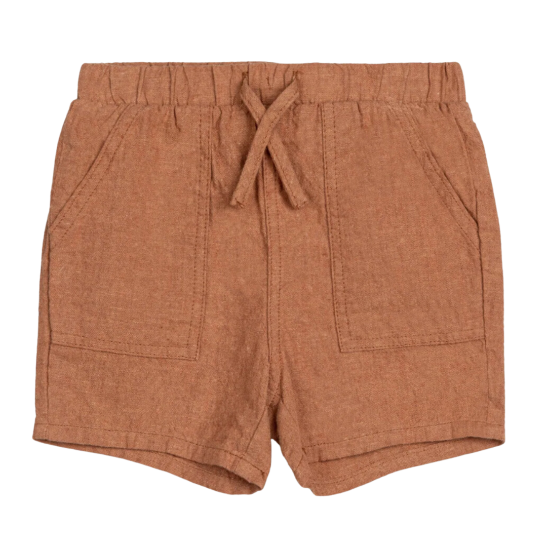 Miles - Linen Blend Baby Shorts in Pecan