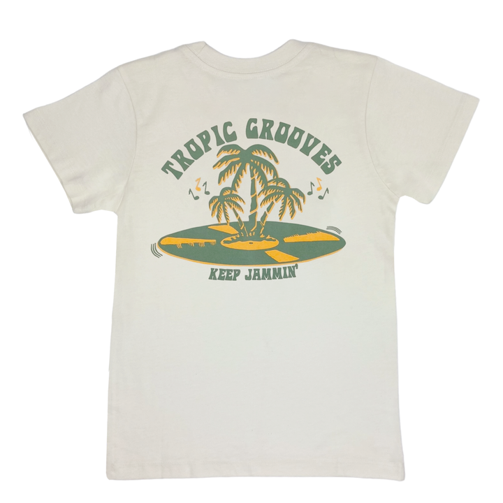 Tiny Whales - Tropic Grooves Front/Back Graphic Tee in Natural