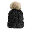 Huggalugs - Cable Knit Pom Beanie in Black