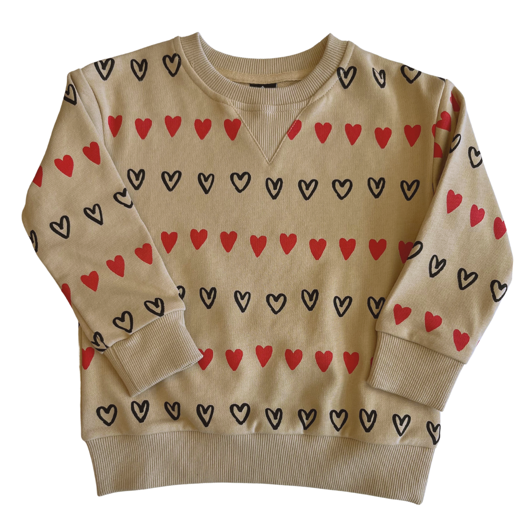 Trilogy Design Co - Heart Stripes Sweatshirt in Camel