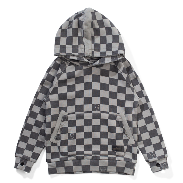 Munster Kids - Check Me Hoodie in Washed Black