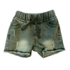 Little Bipsy - Cut-Off Denim Shorts in Green Wash