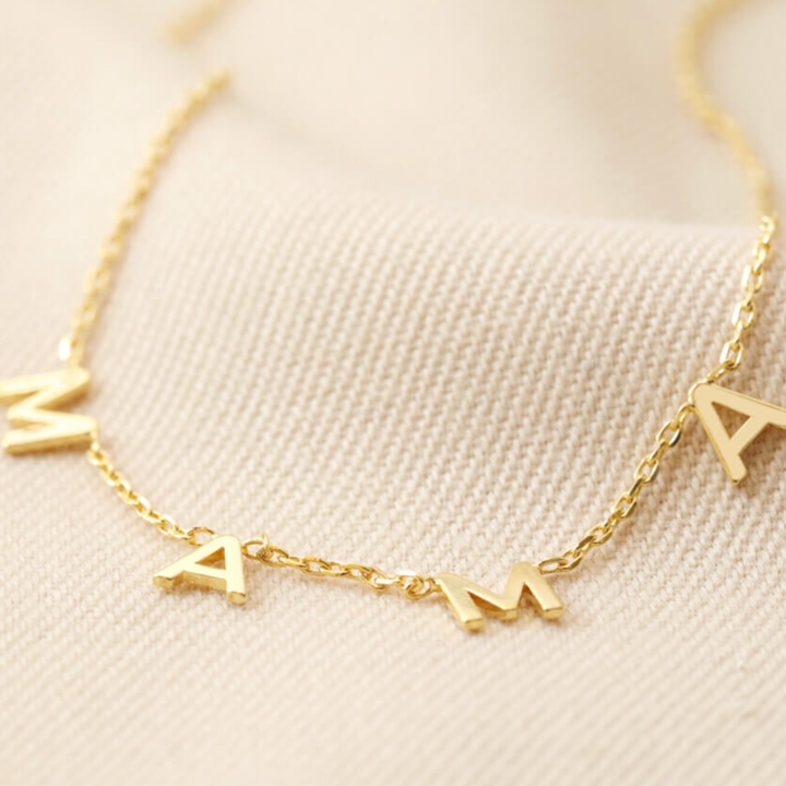 Women's MAMA Charm Necklace in White Gold or Gold