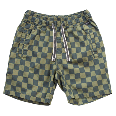 Munster Kids - Your Move Check Shorts in Olive (2 and 3)