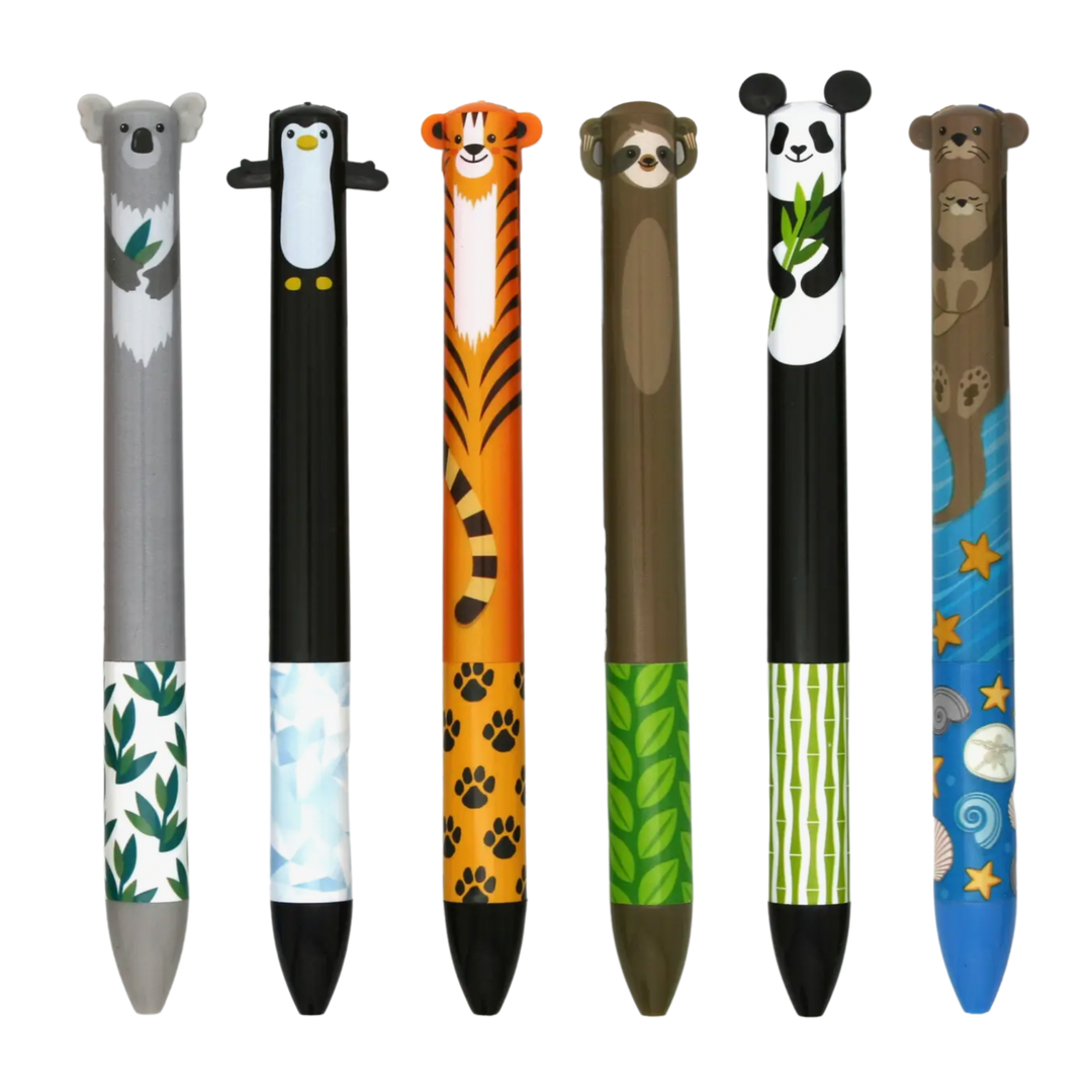 Snifty - Twice As Nice Cute Creatures Two-Color Click Pen - 6 Styles