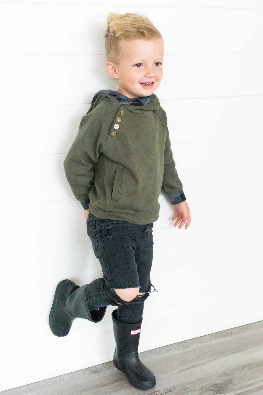 Ampersand Ave - Kids' Double Hood(TM) Hoodie in Evergreen Buffalo