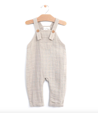 City Mouse baby muslin overalls grey