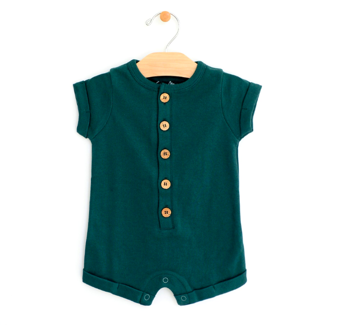 City Mouse baby shorts romper pine