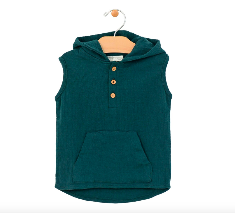 City Mouse crinkle cotton sleeveless hoodie