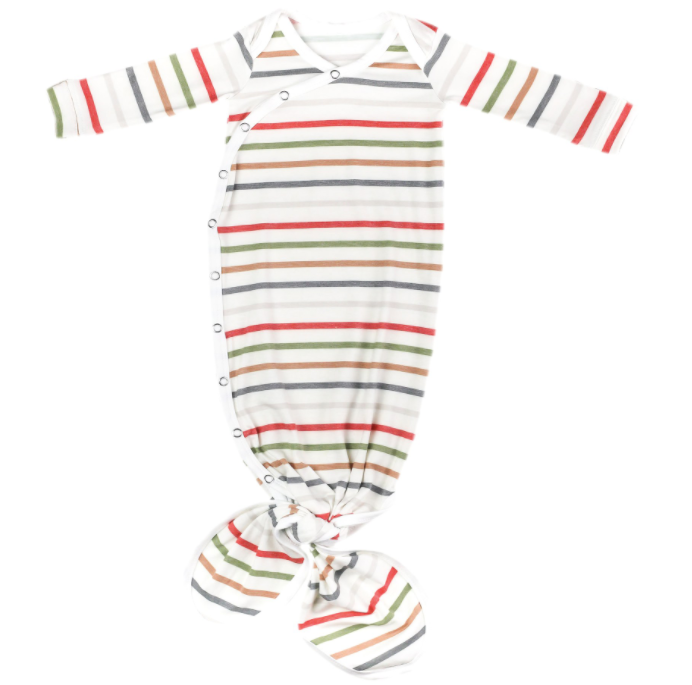 Copper Pearl Newborn Knotted Gown in Linus Roman & Leo Cool