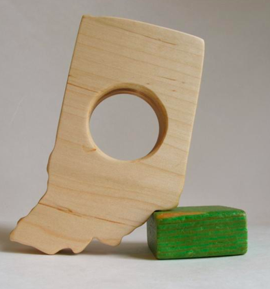 Fact + Fiction - Wooden Indiana State Teether