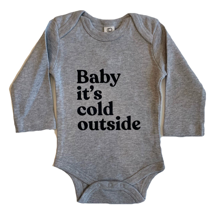 Gladfolk - Baby It's Cold Outside Organic Long Sleeve Onesie in Heather Grey (3-6mo)