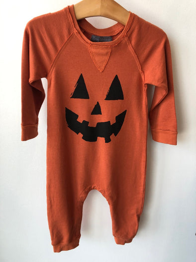 Roman & Leo - Jack-O-Lantern Romper - Pumpkin Orange