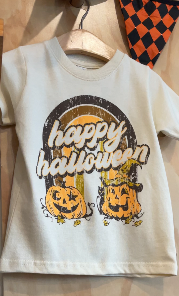 Happy Halloween Retro Rainbow tee kids