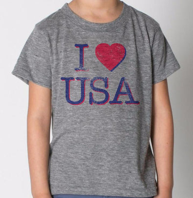 Kids I Heart USA Tee in Heather Grey