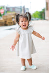 Quincy Mae grey stripe dress