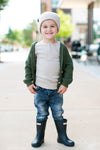 Mebie Baby - Hooded Knit Cardigan in Green