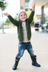 Mebie Baby - Hooded Knit Cardigan in Green