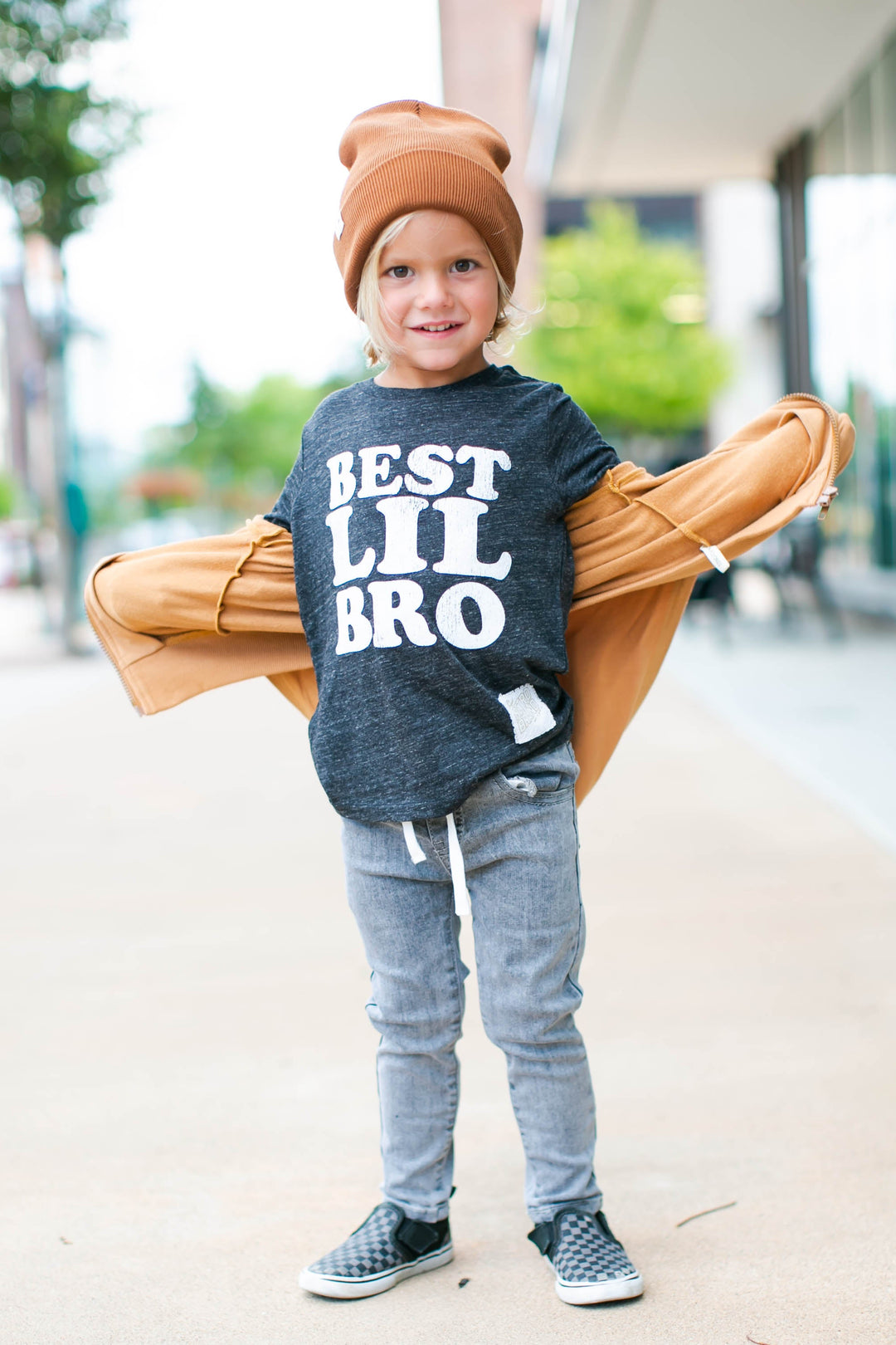 Retro Brand - Best Lil Bro Tee in Charcoal