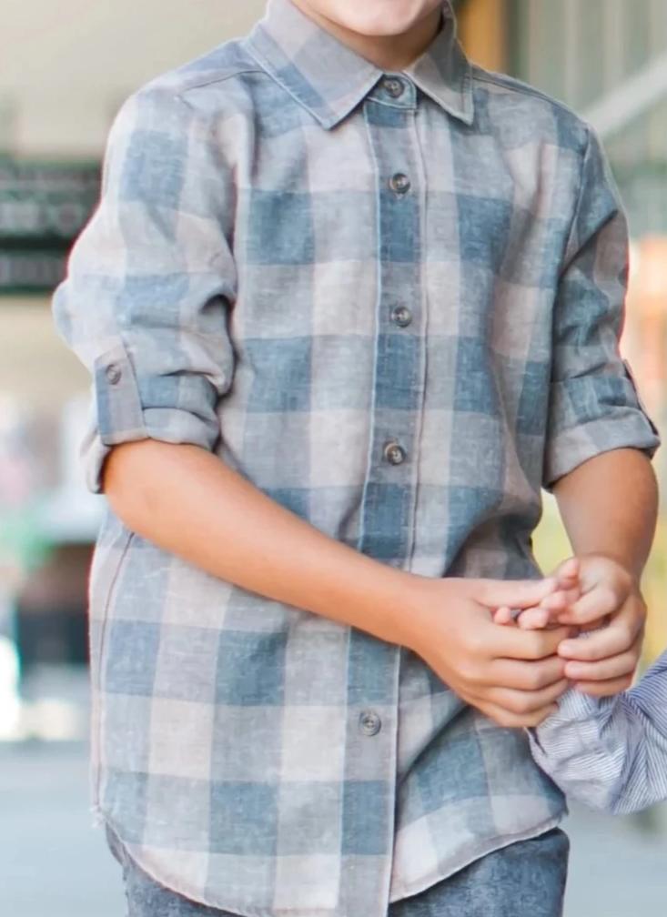 Beau Hudson buffalo plaid shirt in camel