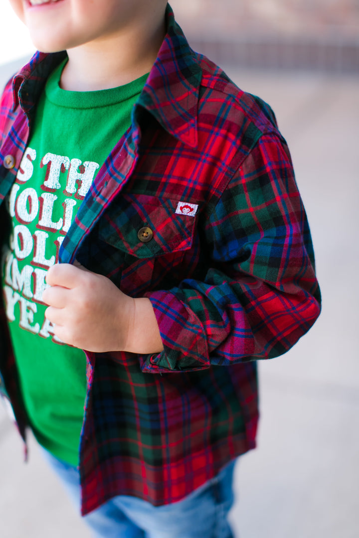 Appaman - Boys Plaid Flannel Shirt in Red Moss