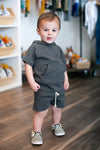 Mebie Baby - Cotton Pocket Shorts in Charcoal