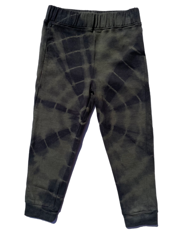 Kapital K Black Olive spiral tie dye joggers