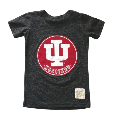 Retro Brand - Kids Vintage Indiana University IU Hoosiers Tee in Heather Black