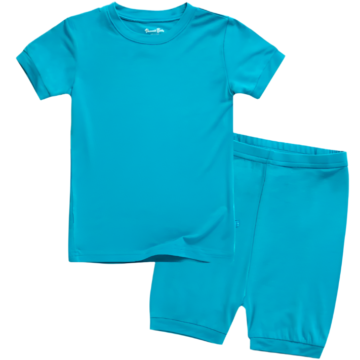 boys soft modal blue pajamas short sleeves