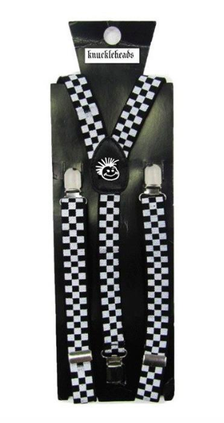 Knuckleheads - Elastic Suspenders in Black and White Checkers