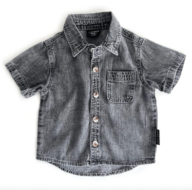 Little Bipsy - Baby Denim Button-Up in Grey Wash