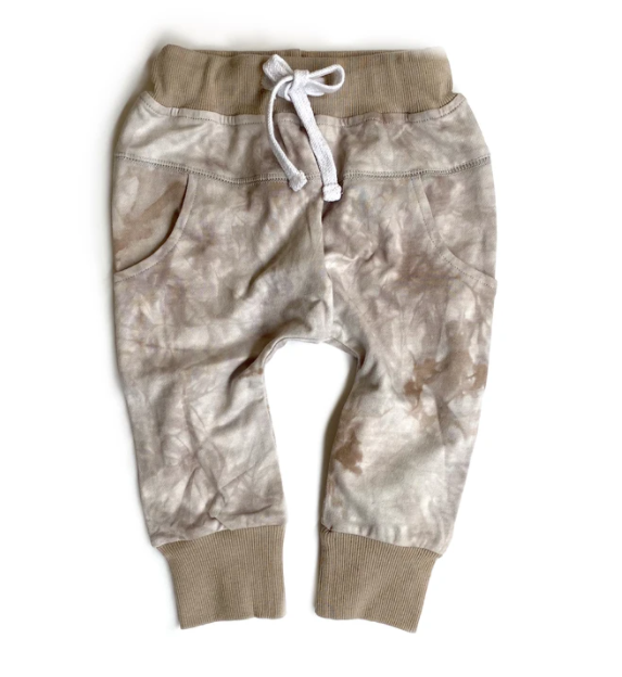 Little Bipsy taupe tie dye joggers
