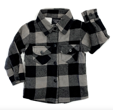 Little Bipsy buffalo plaid flannel in black and charcoal