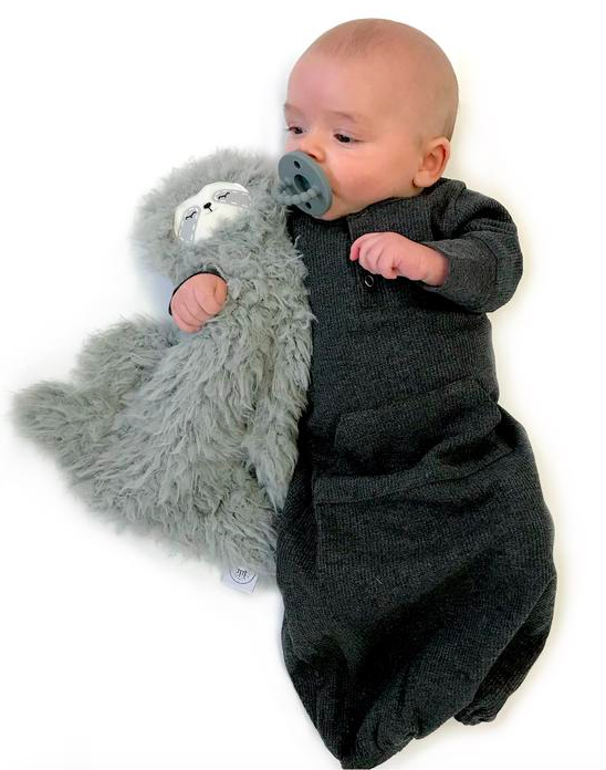 Little Bipsy - Thermal Henley Infant Gown in Charcoal