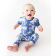 Lola + Taylor - Cap Sleeve Romper in Denim Blue Tie Dye