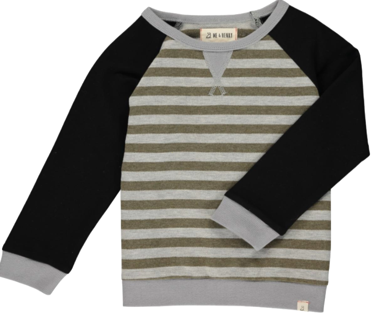 Me & Henry - Striped Raglan Sweatshirt in Beige and Grey