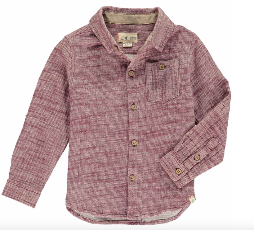 Me & Henry - Boys Woven Button-Up Shirt in Wine