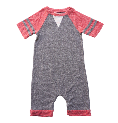 Miki Miette Casey romper in heather grey and red
