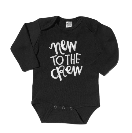 New to the crew black onesie long sleeve