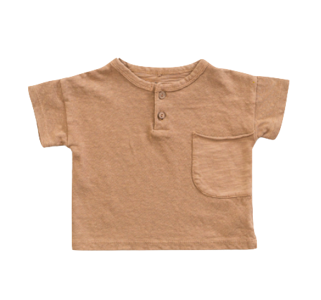 baby henley pocket tee in tan