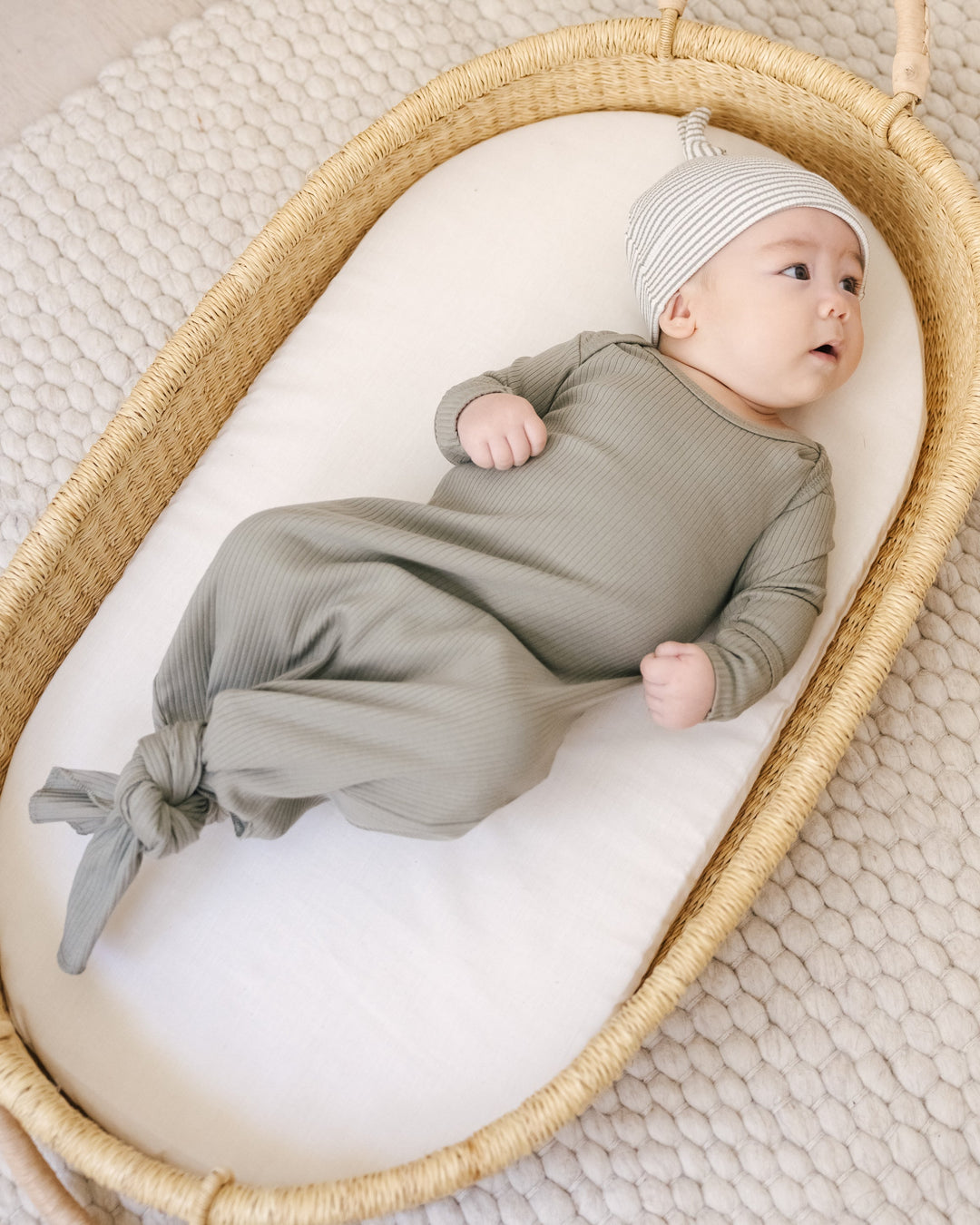 Quincy Mae - Knotted Baby Gown in Fern