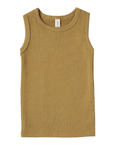 Quincy Mae ribbed tank ocre