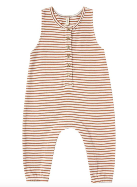 Quincy Mae sleeveless jersey jumpsuit rust stripes