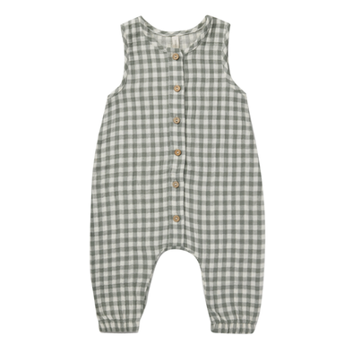 Quincy Mae - Woven Jumpsuit in Sea Green Gingham