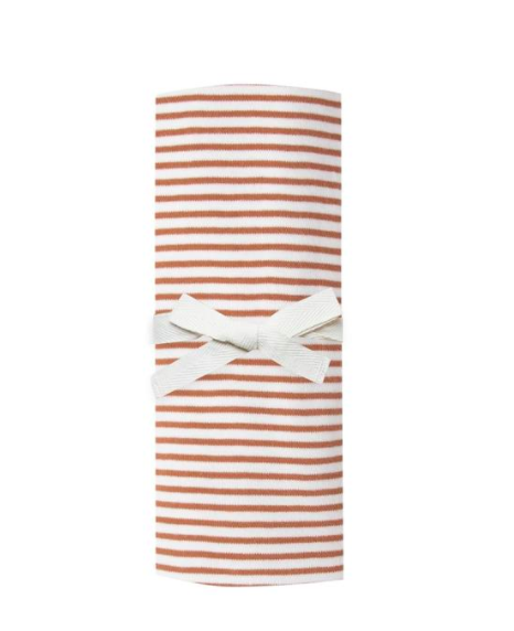 Quincy Mae - Organic Baby Swaddle in Rust Stripes