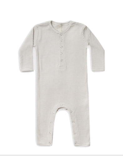 Quincy Mae ribbed baby jumpsuit fog stripe