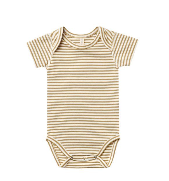 Quincy Mae onesie in gold stripe