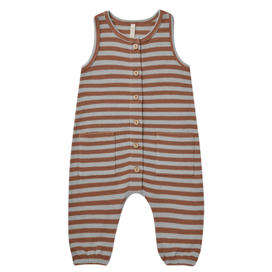 Quincy Mae waffle jumpsuit in sienna sky stripes