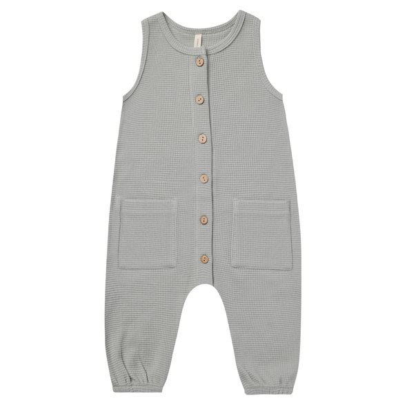 Quincy Mae -  Waffle Jumpsuit in Sky